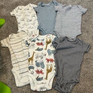 Carter's Cream and Gray Bodysuits with Playful Prints